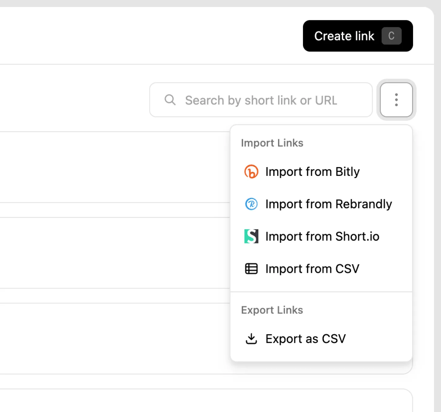 Import from CSV button