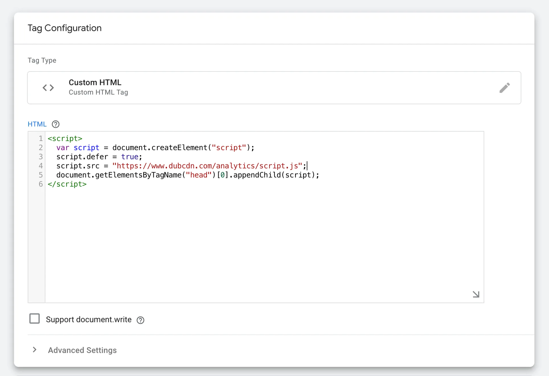 Add dub analytics script