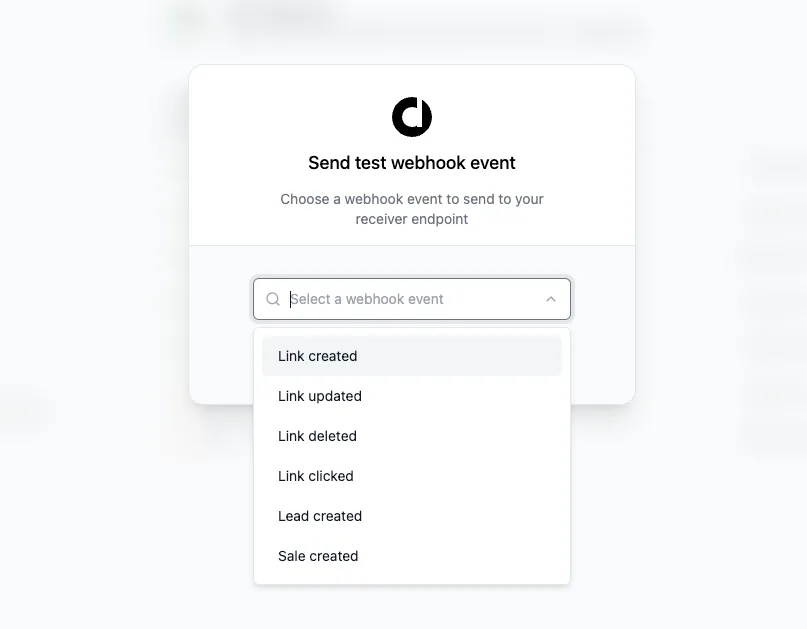 Send Test Event Modal
